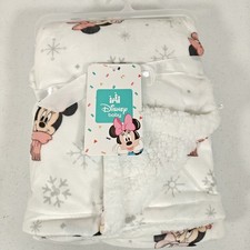 Disney Baby Minnie Mouse Blanket 30x40 Sherpa Plush Winter Snowflake Christmas