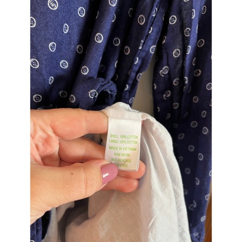 Abito camicia Lilly Pulitzer Davie blu navy bianco stampa bottoni cravatta vita taglia 16 - Foto 6 di 6