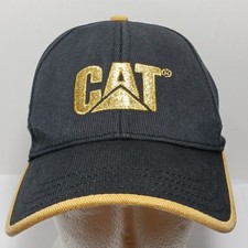 Vintage CAT Caterpillar VIP Hat Black Gold Embroidered Strapback Baseball Cap