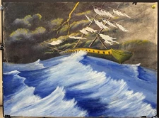 Primitive/Religious/Folk Art on Paper The Shipwreck by Granville Peter Cumby