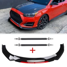 Front Bumper Lip Splitter Spoiler Body Kit Red For Hyundai Veloster+Strut Rods