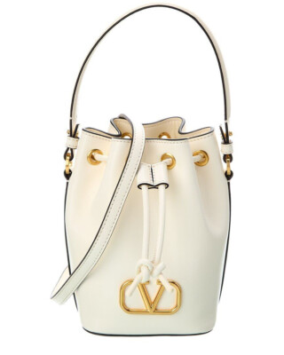 #ad Valentino Vlogo Signature Mini Leather Bucket Bag Women White Os