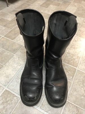 9 inch black leather steel toe boots