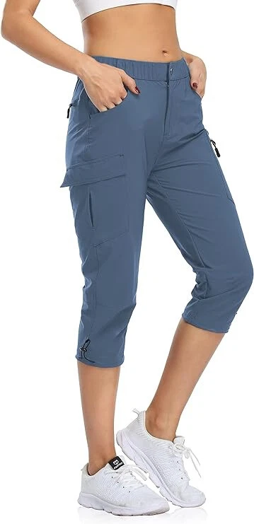 NWT $40 FLEWOLCH SIZE 2XL Capris Nylon Casual Summer Cargo Capris with Pockets