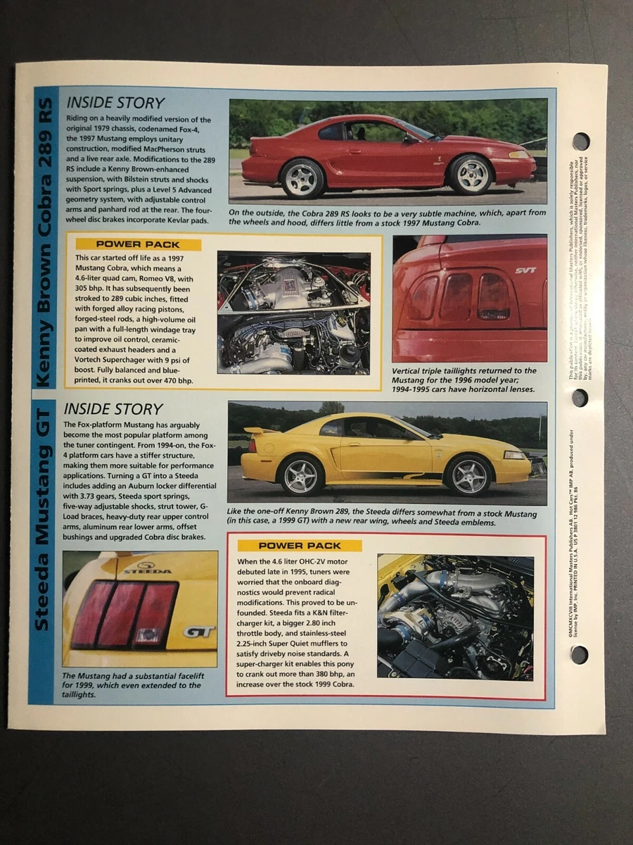 Cobra 289 RS vs Mustang GT „Head to Head“ IMP „Hot Cars“ Werbefolder