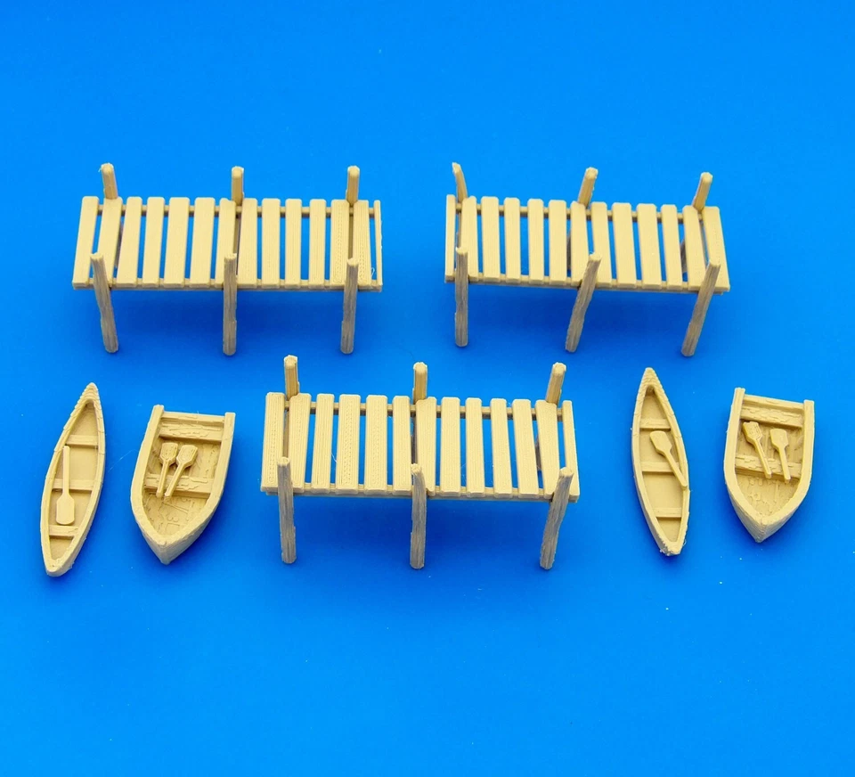 3 - Dock Sections Boats and HO Scale Canoes - 3D Railroad Train Layout Scenery - Image 2 of 4