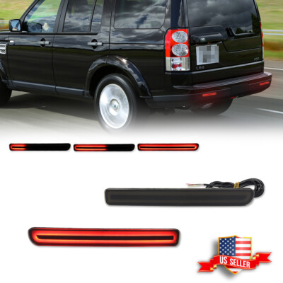 2X Smoke LED Rear Bumper Reflector Tail Brake Light For Land Rover Discovery LR3