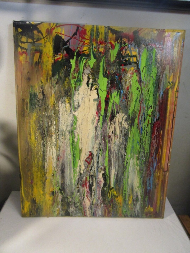 Abstract Painting Canvas Wall Art Large Framed SIGNED Musk Yai 16x20