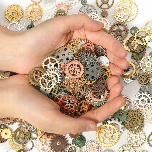100g Assorted Gear Steampunk Cogs Gears Pendants Clock Wheels Gear Mix DIY Craft - Picture 7 of 12
