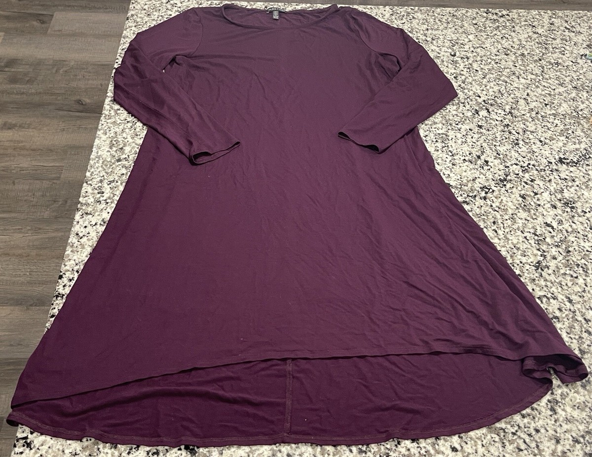 jersey knit shift dress Eileen Fisher XL Deep Purple Viscose Long Sleeve NOTONSALE occasion-Racewear