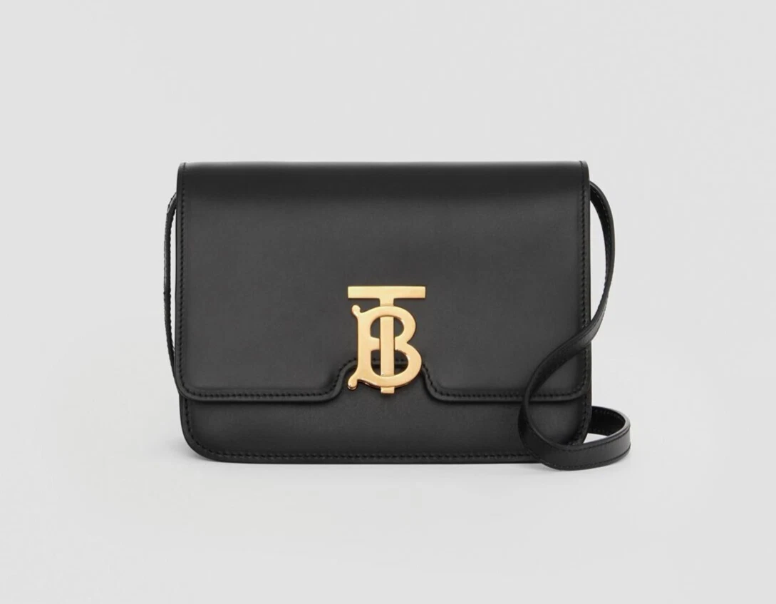 BURBERRY TB Bag Small Black Leather Crossbody Gold Buckle RPR 2090 New Tags