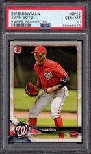 2018 Juan Soto Bowman Baseball Card #BP52 Paper Prospects Graded PSA 10 Gem Mint
