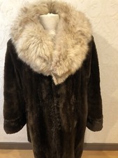 MEN GENUINE SHEARED BEAVER FUR COAT Fox Fur Collar Sz.M-L 42 n.514