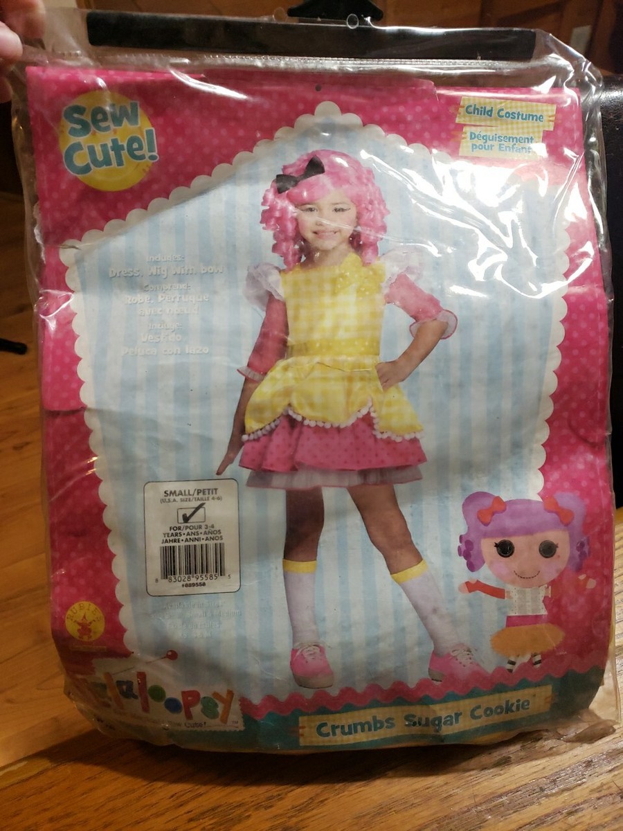 その他 s Lalaloopsy Crumbs Sugar Cookie Yellow Pink Costume Wig & Dress