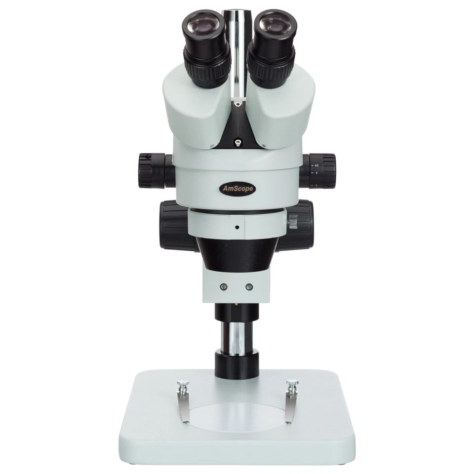 Microscopio estéreo binocular con zoom AmScope SMZK-1BS 7X-45X con soporte de pilar de mesa Foto 2 de 4