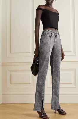 NORMA KAMALI JEANS GREY MEDIUM RISE FLARED DENIM trousers