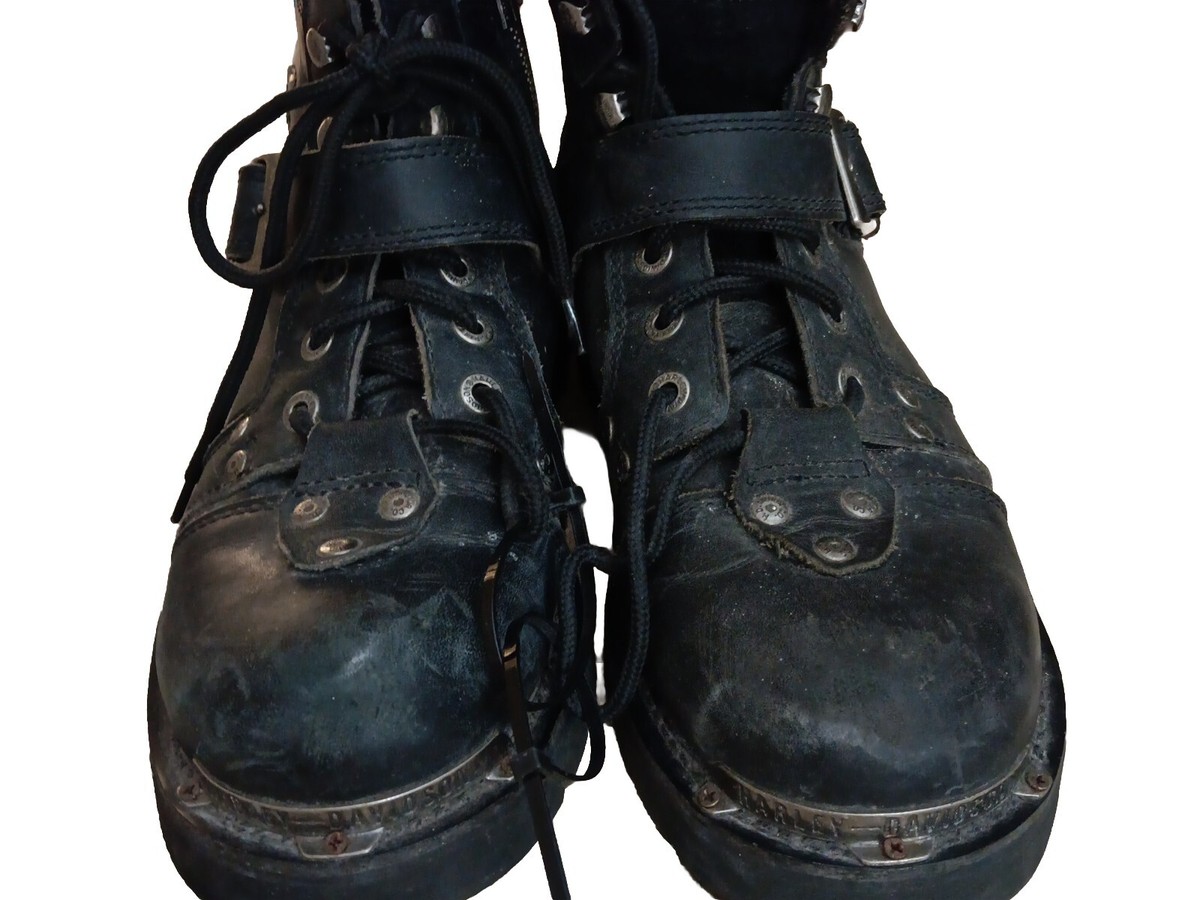 Harley-Davidson Men’s Black Leather Riding Boots Size 10.5 Side Zip Stock 94103 Men main image 4