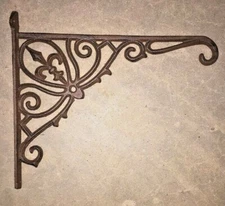 Fleur De Lis Plant Hanger, brown bronze finish, flower basket pot lantern hook