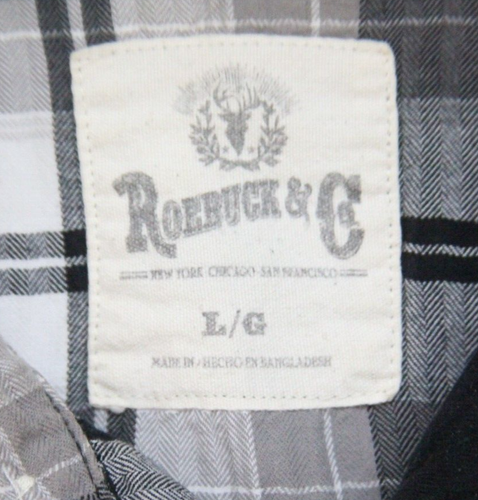 Large Roebuck & Co. Gray & Black Cotton Men's Two Pocket Dress Shirt Mans J26 - Picture 4 of 5