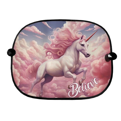 Pare-Soleil De Voiture Design Licorne Rose - Ensemble De 2 - Photo 1/3