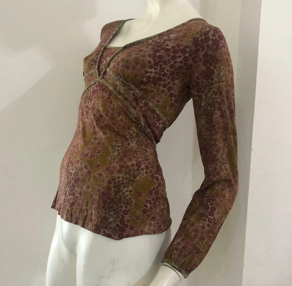 NEWPENNY Maglia rosa antico fantasia floreale Tg S - Immagine 3 di 4