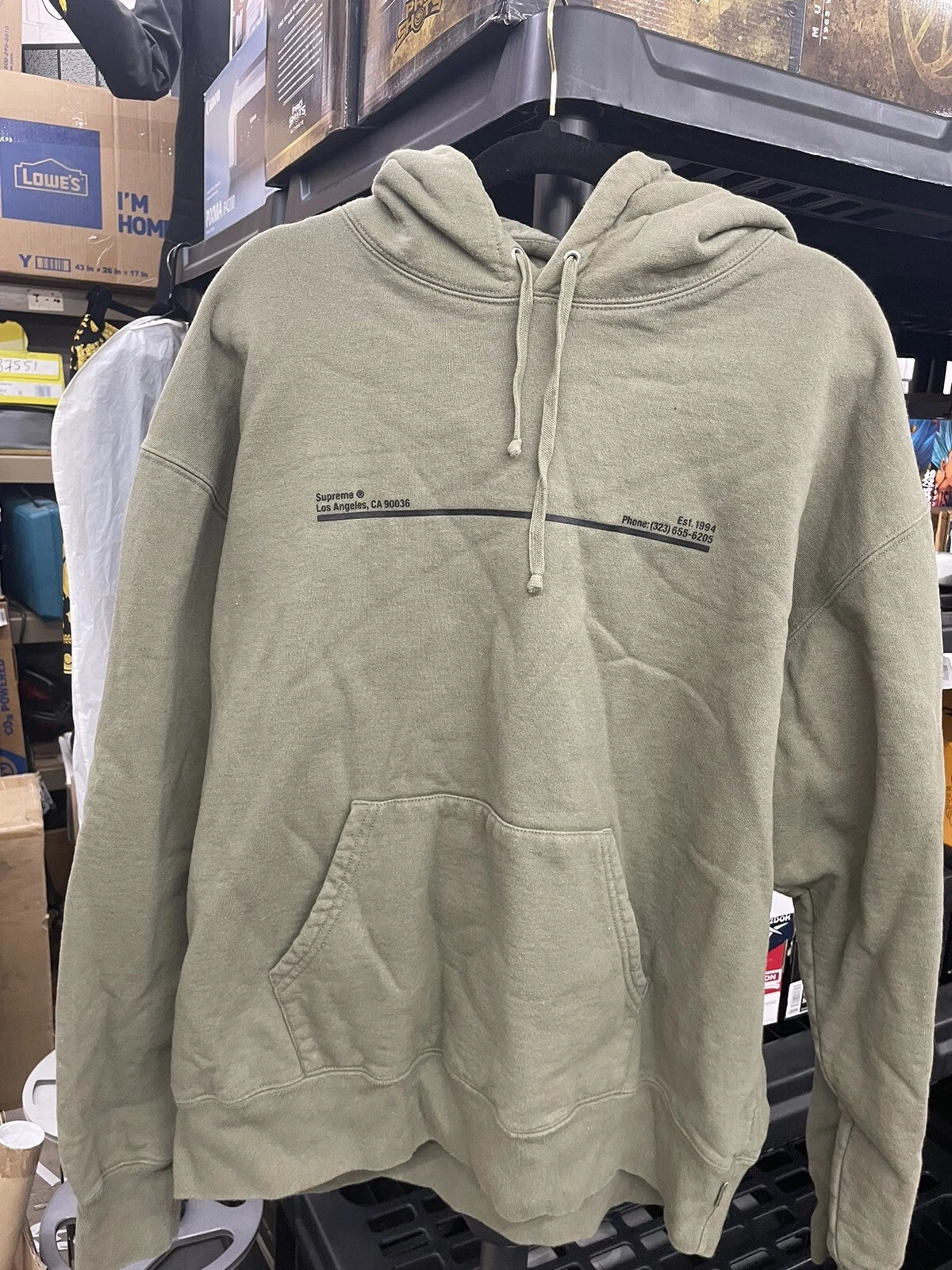 Sweat à capuche Supreme FW20 Los Angeles Shop (vert olive, XLarge) d'occasion