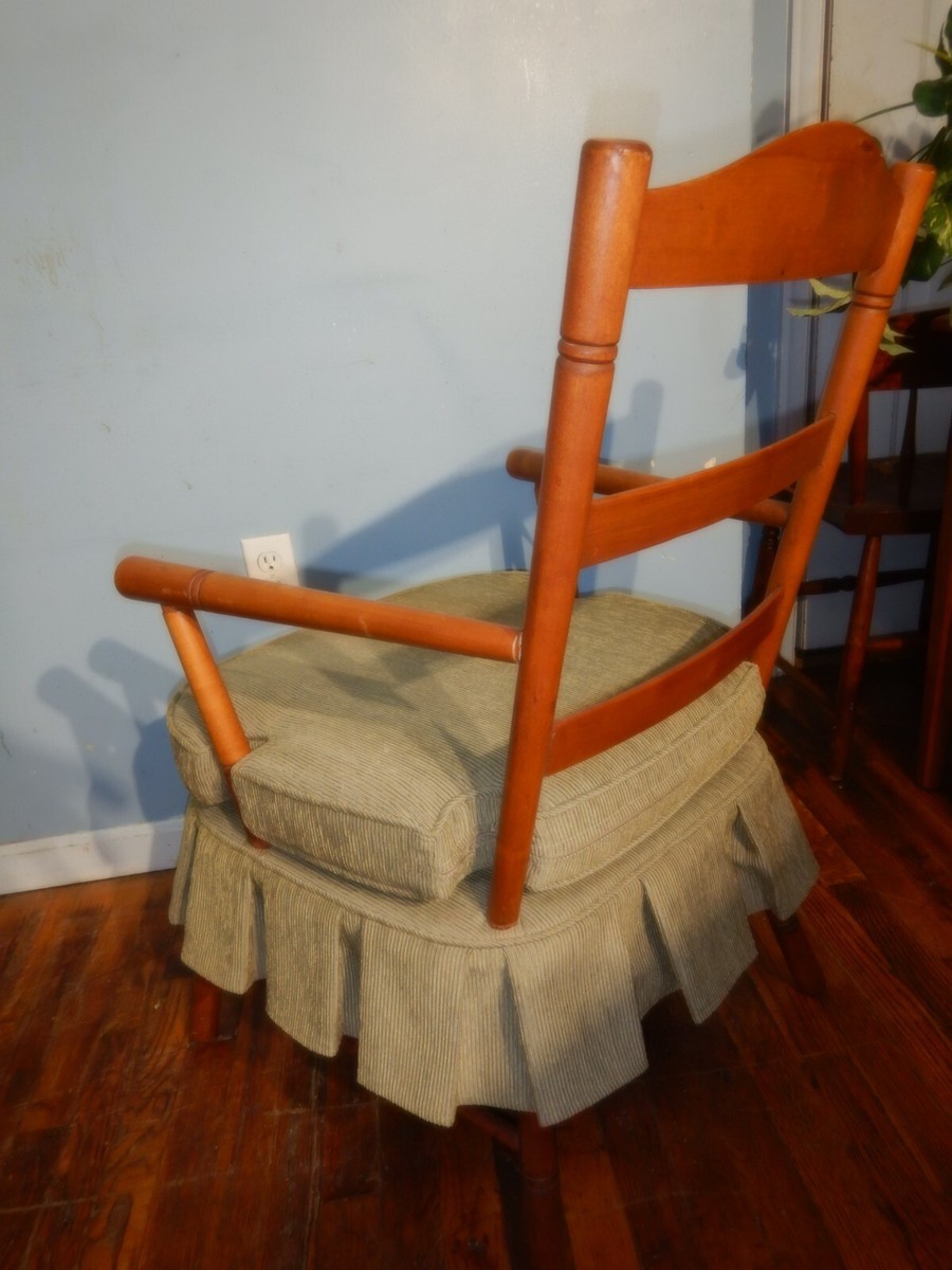 MCM Colonial Maple Arm Chair with Seat Cushion and Matching Skirt