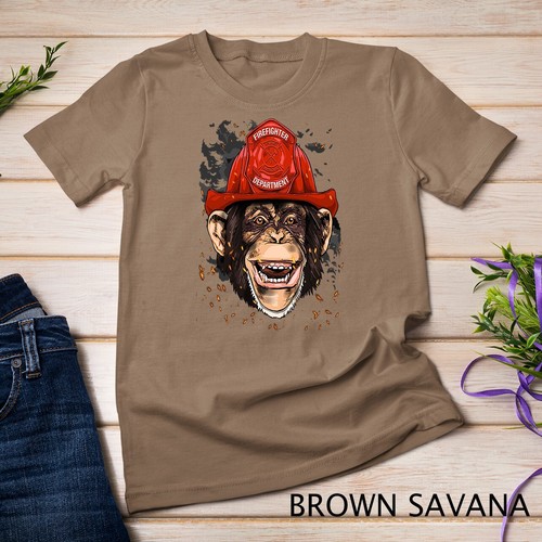 Camiseta unisex de bombero chimpancé gran mono chimpancé primate amante de los animales - Imagen 3 de 15