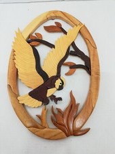 Decorative Wooden Bird Wall Art Approx. 16" x 10 1/2" VGC