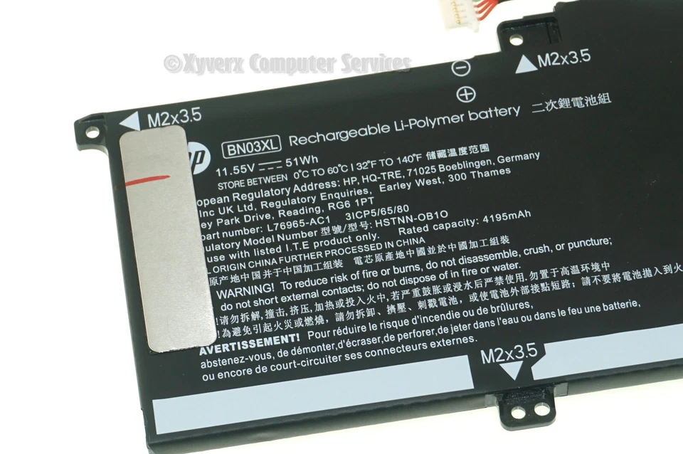 BATERÍA L77034-005 BN03XL OEM HP 11.55V 51WH ENVIDY 15M-EU 15M-EU0033DX(A)(DE19) Foto 2 de 4