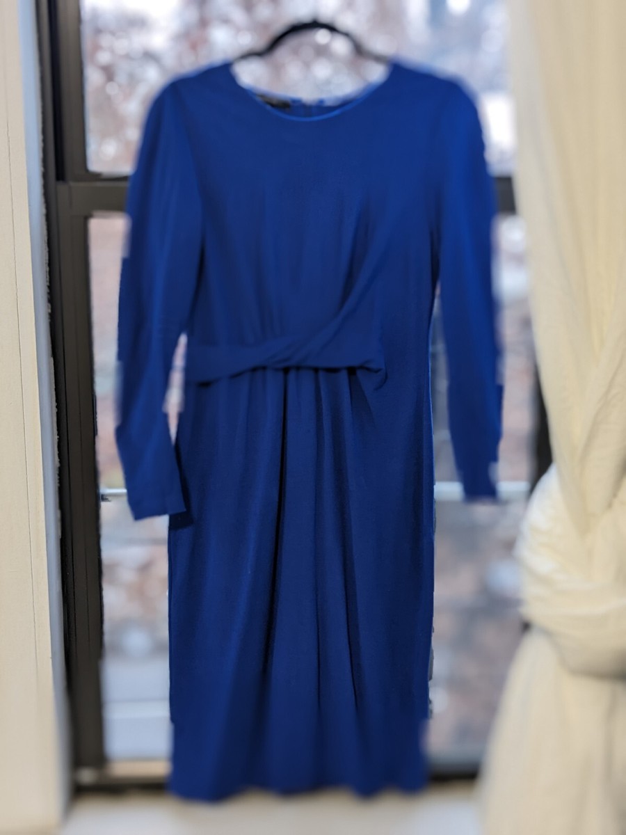 Lafayette 148 Cobalt Blue Size 4 Stretch Knit Shift Dress Knee length Small  | eBay