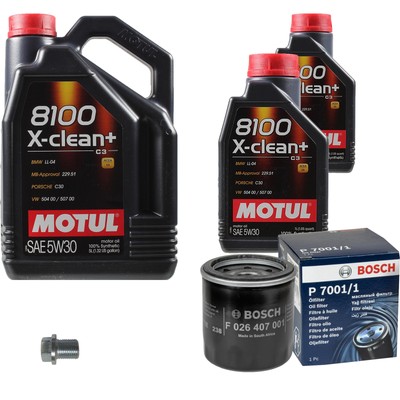 BOSCH Ölfilter 7L Motul 8100 X-clean+ 5W-30 für Subaru Forester 2.0 AWD