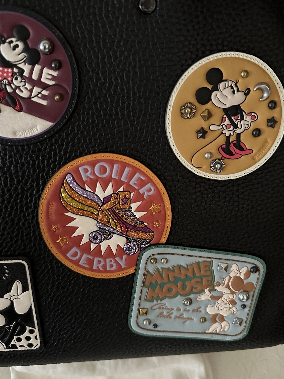 NWT COACH X DISNEY MINNIE MOUSE PATCHES ROGUE 2017 MODEL BLACK/MULTI 29187 image 9