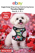 Doggie Design Wrap  Snap Choke Free Dog Harness Paradise Nights Sizes XS-S-M-L