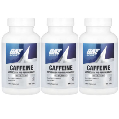 GAT   Caffeine (200mg) 100 tabs Each (Pack of 3)