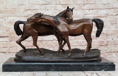 Extra Large Bronze Sculpture   Two Horses by Moigniez Elegant Hot Cast Artwork