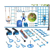 56' Weatherproof Ninja Warrior Hanging Obstacle Course Line Backyar... Fast Ship