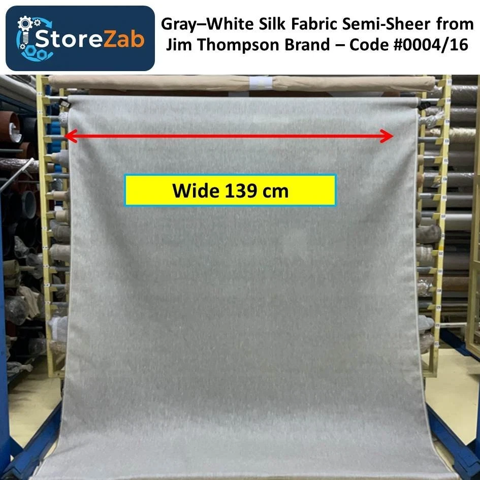 Gray–White Silk Fabric Semi-Sheer from Jim Thompson Brand – Code #0004/16 - Image 2 of 4