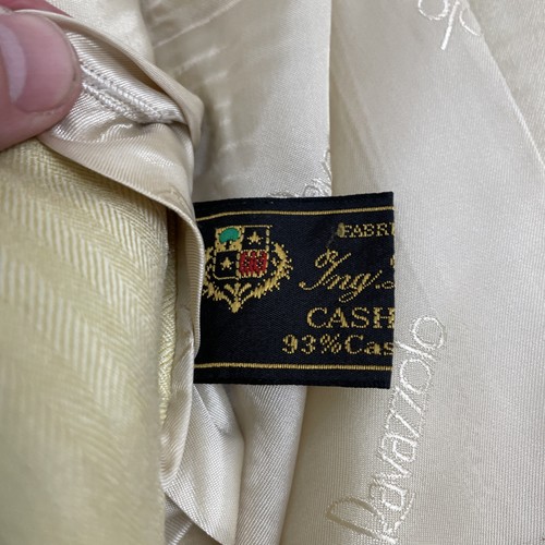 Ravazzolo Hand Tailored Italy Loro Piana Herringbone Yellow Cashmere Jacket 44R - Picture 13 of 14