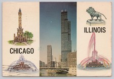 Chicago Illinois, Willis Tower, City Skyline, Vintage Postcard
