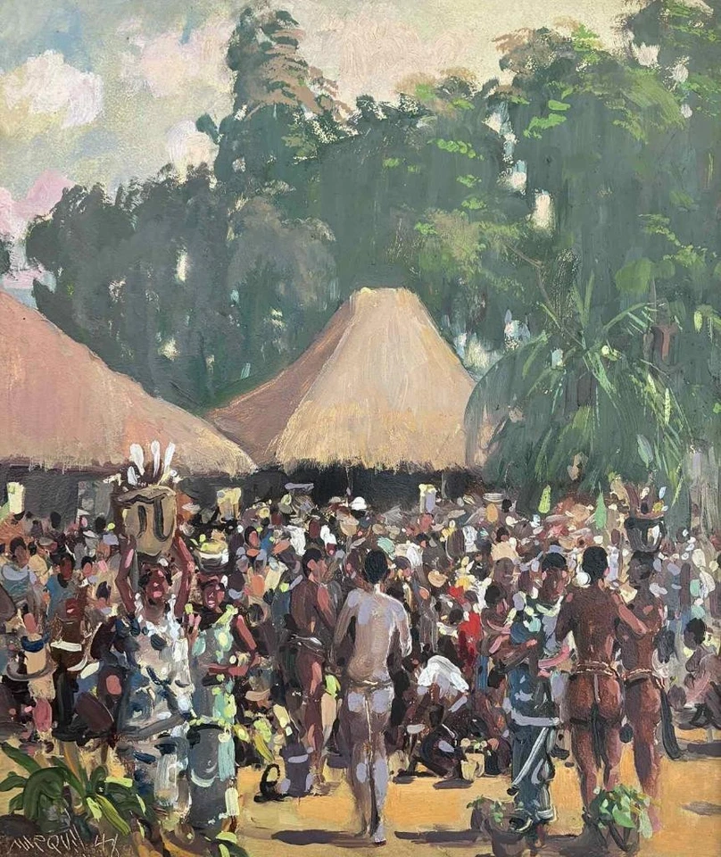 Original Ölgemälde 1948 von Guilherme Marques - Afrikanischer Kunstpionier - COA - Bild 3 von 4
