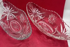 A Pair Of Vintage Anchor Hocking Pressed Glass Banana Boat Or Relish Dish.