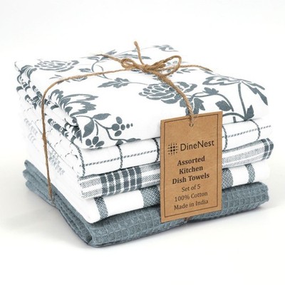 Assorted Kitchen Towels 100% Cotton 16x26 Inch - Super Absorbent, Soft & Quick D
