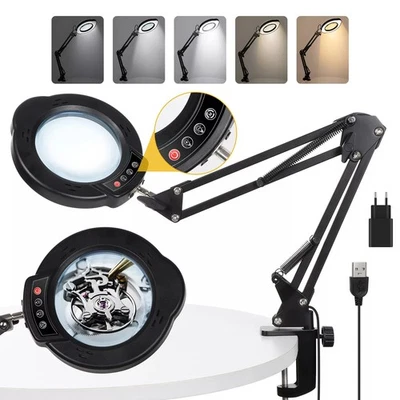 10X Dioptrien LED Lupenleuchte Lupenlampe mit Clip Basis Lupe Licht Tischlampe - Bild 1 von 4