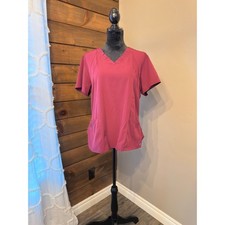 Barco One Burgundy Scrub Top XL   V  Neck, Performance, 4  5 Pockets