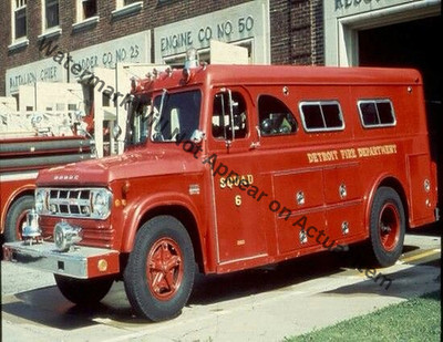 Detroit Fire Truck Squad 6 Photograph Print 8.5x11''