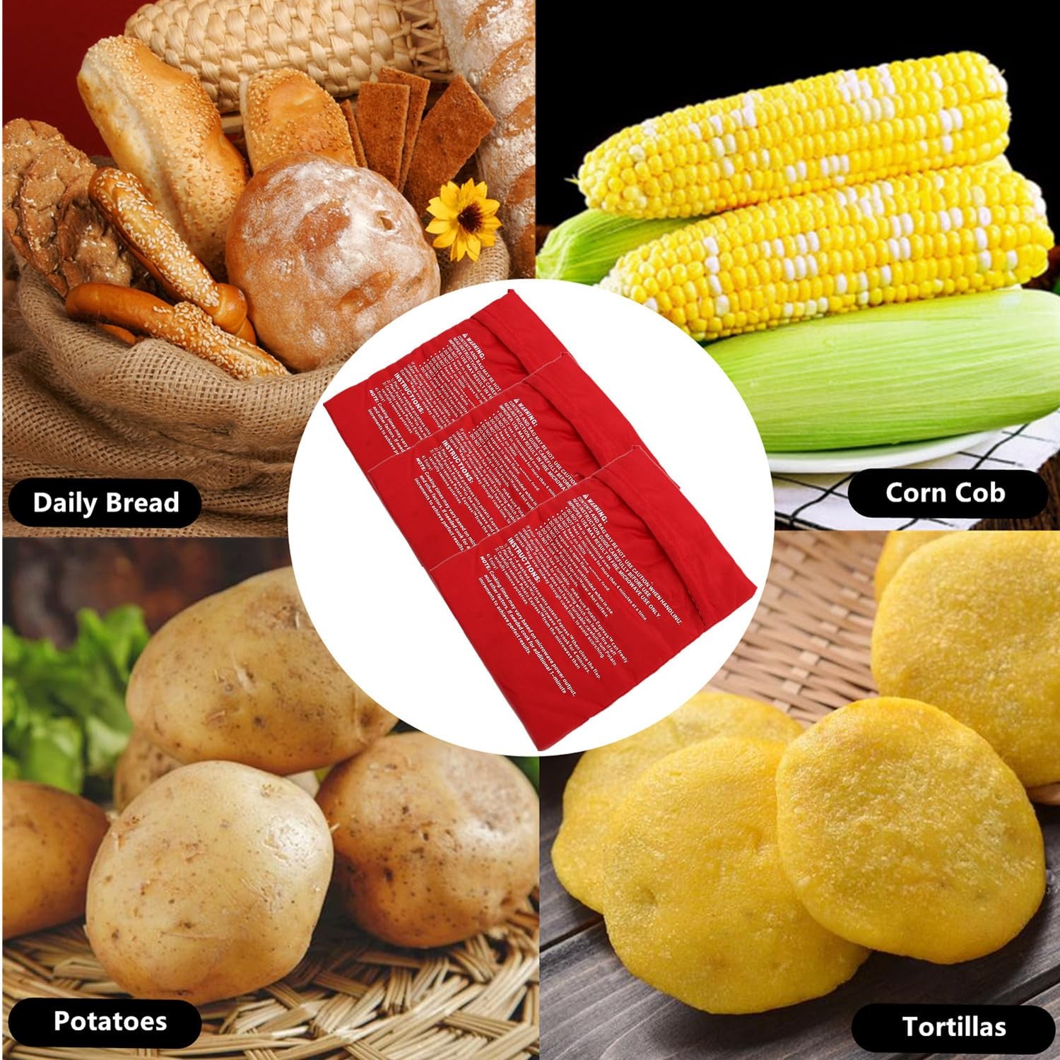 3 Pack Reusable Microwave Potato Bag Baking Pouch Potato Cooker Bags