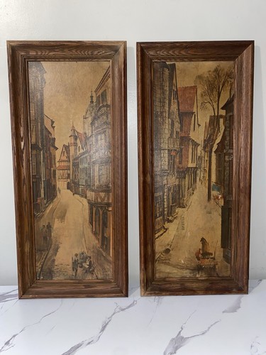 Set of Yaworski Signed Prints FRAMED 12”x32”Downtown Europe Vintage Paintings - Picture 10 of 10