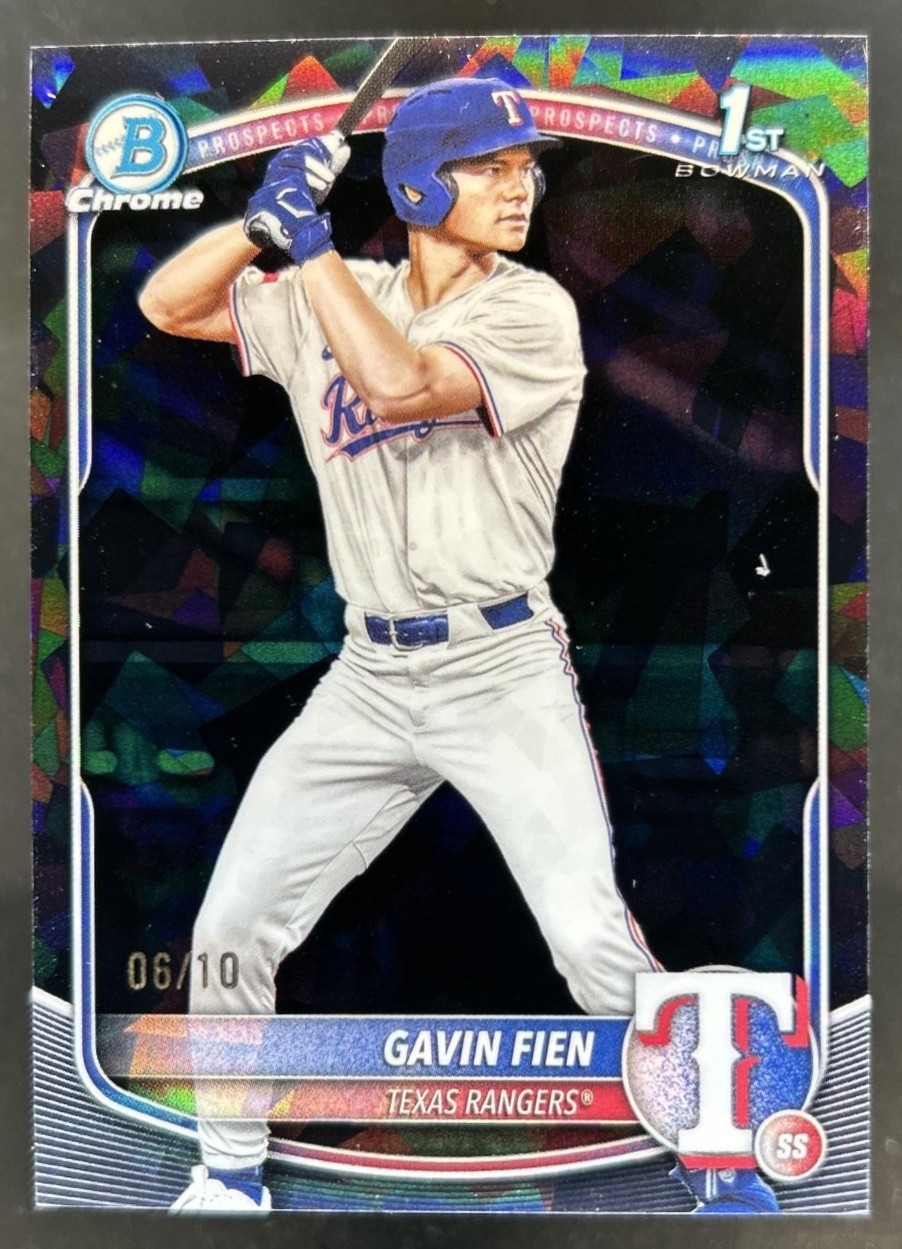 2025 Bowman Draft Sapphire Gavin Fien Chrome Black Refractor 1st #/10 Rangers