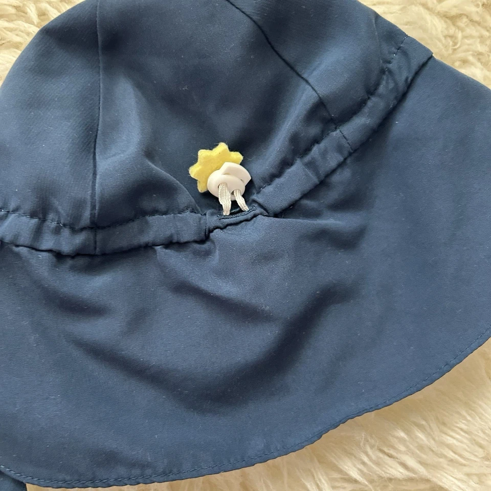 Шляпа от солнца ведро для мальчика темно-синее с зелеными ростками с регулируемыми завязками 0-6 месяцев - Изображение 3 из 4